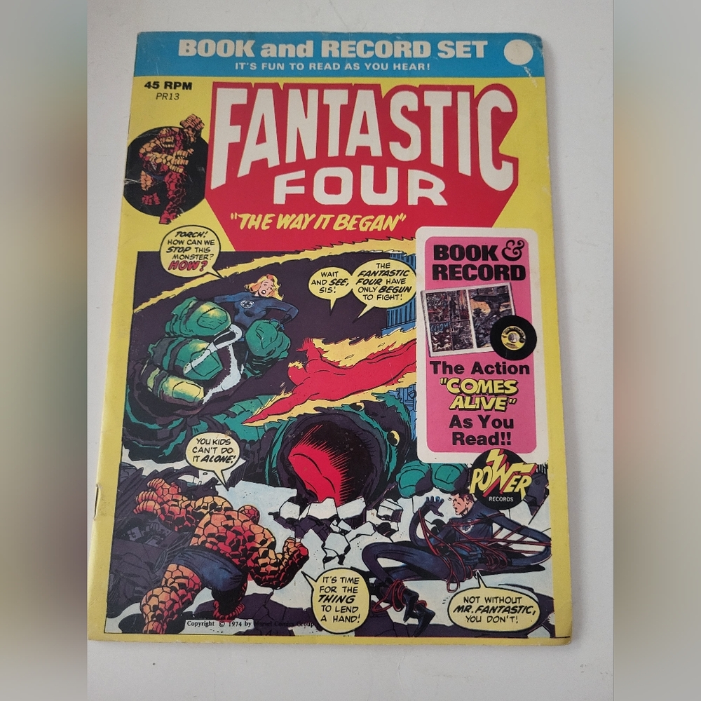 FANTASTIC FOUR, THE WAY IT BEGAN, BOOK AND RECORD SET, POWER RECORDS 1974